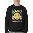 Peace Love Kindergarten Smile Face Hippie Back To School Youth Crewneck Sweatshirt Peace Love Kindergarten Smile Face Hippie Back To School Youth Crewneck Sweatshirt