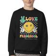 Peace Love Preschool Smile Face Back To School PRESCHOOL Youth Crewneck Sweatshirt Peace Love Preschool Smile Face Back To School PRESCHOOL Youth Crewneck Sweatshirt
