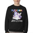 Preschool Here I Come Unicorn Back To School Girl Student Youth Crewneck Sweatshirt