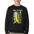 Ready To Crush Fourth Grade Softball USA Flag Back To School Youth Crewneck Sweatshirt Ready To Crush Fourth Grade Softball USA Flag Back To School Youth Crewneck Sweatshirt