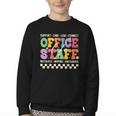 Retro Groovy Office Staff Life Flowers Back To School Youth Crewneck Sweatshirt