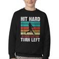 Retro Hit Hard Run Fast Turn Left Baseball Lover Youth Crewneck Sweatshirt