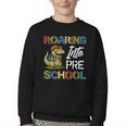Roaring Into Preschool First Day Back To School Students Youth Crewneck Sweatshirt Roaring Into Preschool First Day Back To School Students Youth Crewneck Sweatshirt