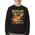Rocket Blast Off Into Preschool Back To School Youth Crewneck Sweatshirt Rocket Blast Off Into Preschool Back To School Youth Crewneck Sweatshirt