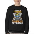 Rollin Crush Dinosaur Monster Truck Back To School 1st Grade Youth Crewneck Sweatshirt Rollin Crush Dinosaur Monster Truck Back To School 1st Grade Youth Crewneck Sweatshirt