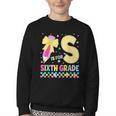 S Is For Sixth Grade Back To School Pencil Bow 6th Grade Kid Youth Crewneck Sweatshirt