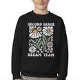 Second Grade Dream Team Back To School Boho Flower 2nd Grade Youth Crewneck Sweatshirt