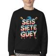SEIS Siete Guey Baseball Drip Mexico Spanish 67 Slang Boys Youth Crewneck Sweatshirt SEIS Siete Guey Baseball Drip Mexico Spanish 67 Slang Boys Youth Crewneck Sweatshirt