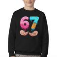 Six Seven 6-7 Baseball Ice Cream Drip 67 Meme Hands Youth Crewneck Sweatshirt Six Seven 6-7 Baseball Ice Cream Drip 67 Meme Hands Youth Crewneck Sweatshirt