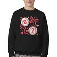 Six Seven Baseball Lover Sports Red Heart Bow Valentine Girl Youth Crewneck Sweatshirt