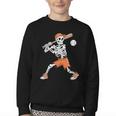 Skeleton Batting Baseball Halloween Youth Crewneck Sweatshirt Skeleton Batting Baseball Halloween Youth Crewneck Sweatshirt