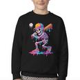 Skelton Playing Baseball Halloween Baseball Drip Boys Kids Youth Crewneck Sweatshirt
