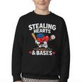 Stealing Hearts & Bases Valentine’s Day Baseball Love Youth Crewneck Sweatshirt
