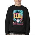 I Survived 100 Days Of School Baseball Drip Students Teacher Youth Crewneck Sweatshirt
