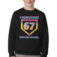 I Survived 67 Days Of School Baseball Trend For Boys Girls Youth Crewneck Sweatshirt I Survived 67 Days Of School Baseball Trend For Boys Girls Youth Crewneck Sweatshirt
