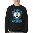 Type 1 Warrior Diabetes Awareness Baseball Enthusiasts Youth Crewneck Sweatshirt Type 1 Warrior Diabetes Awareness Baseball Enthusiasts Youth Crewneck Sweatshirt