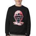 Valentine Baseball Catcher Mask Ice Cream Drip Tee For Boys Youth Crewneck Sweatshirt