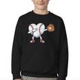 Valentines Day Baseball Ball Heart Dab Boys Kids Men Youth Crewneck Sweatshirt
