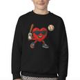 Valentines Day Baseball Red Heart Love Boys Kids Tee Youth Crewneck Sweatshirt