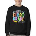 Watch Out First Grade Here I Come Back To School 1st Grade Youth Crewneck Sweatshirt