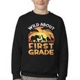 Wild About First Grade Zoo Animals Back To School Safari Youth Crewneck Sweatshirt Wild About First Grade Zoo Animals Back To School Safari Youth Crewneck Sweatshirt