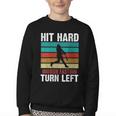 Women's Retro Hit Hard Run Fast Turn Left Baseball Lover Youth Crewneck Sweatshirt Women's Retro Hit Hard Run Fast Turn Left Baseball Lover Youth Crewneck Sweatshirt