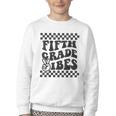 1st Day Of 5th Grade Vibes Retro Girls Back To School Boys Youth Crewneck Sweatshirt