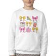 Apple Coquette Bow Books First Day Of School Back To School Youth Crewneck Sweatshirt Apple Coquette Bow Books First Day Of School Back To School Youth Crewneck Sweatshirt