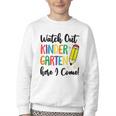 Back To School Kids Watch Out Kindergarten Here I Come Youth Crewneck Sweatshirt
