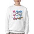 Baseball Player 100 Days Of School Sports Ice Cream Drip Premium Tri-Blend Youth Crewneck Sweatshirt