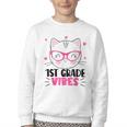 Cute 1st Grade Vibes Cat Kitten Lover Back To School Girls Youth Crewneck Sweatshirt Cute 1st Grade Vibes Cat Kitten Lover Back To School Girls Youth Crewneck Sweatshirt