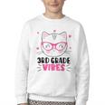 Cute 3rd Grade Vibes Cat Kitten Lover Back To School Girls Youth Crewneck Sweatshirt