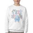 First Grade Coquette Bow Pencil First Day Back To School Performance Youth Crewneck Sweatshirt