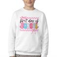 Girl First Day Of School Coquette Bow Pink Back To School Youth Crewneck Sweatshirt Girl First Day Of School Coquette Bow Pink Back To School Youth Crewneck Sweatshirt
