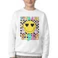 Girls 1st Grade Vibes Smile Face Back To School First Grade Youth Crewneck Sweatshirt
