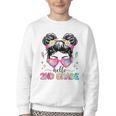 Hello 2nd Grade Messy Bun Back To School First Day Girl Kids Youth Crewneck Sweatshirt Hello 2nd Grade Messy Bun Back To School First Day Girl Kids Youth Crewneck Sweatshirt