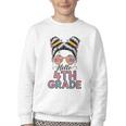 Hello 4th Grade Messy Bun Hair Back To School Girls Youth Crewneck Sweatshirt Hello 4th Grade Messy Bun Hair Back To School Girls Youth Crewneck Sweatshirt