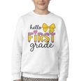 Hello First Grade For Girls Boys Cute Back To School Pencil Youth Crewneck Sweatshirt Hello First Grade For Girls Boys Cute Back To School Pencil Youth Crewneck Sweatshirt