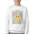 Hello Kindergarten Hippie Smile Face Back To School Youth Crewneck Sweatshirt Hello Kindergarten Hippie Smile Face Back To School Youth Crewneck Sweatshirt
