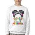 Hello Preschool Messy Bun Tie Dye Back To School Girls Kids Youth Crewneck Sweatshirt