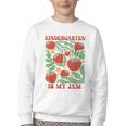 Kindergarten Is My Jam Boho Floral Strawberry Back To School Youth Crewneck Sweatshirt