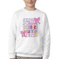 Little Miss Kindergarten Kids Girls Coquette Back To School Youth Crewneck Sweatshirt