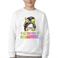 Little Miss Preschool Messy Bun Tie Dye Back To School Girls Youth Crewneck Sweatshirt