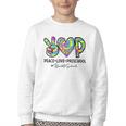 Peace Love Preschool First Day Of Preschool Back To School Youth Crewneck Sweatshirt Peace Love Preschool First Day Of Preschool Back To School Youth Crewneck Sweatshirt