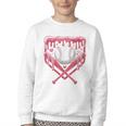 Valentines Baseball Boys Ice Cream Drip Heart Youth Kids Youth Crewneck Sweatshirt