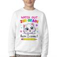 Watch Out 2nd Grade Here I Come Girls Cat Back To School Youth Crewneck Sweatshirt Watch Out 2nd Grade Here I Come Girls Cat Back To School Youth Crewneck Sweatshirt