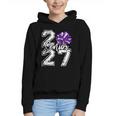 Class Of 2027 Cheer Purple Senior 2027 Back To School Graphic Youth Hoodie