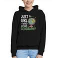 Just a Girl Who Loves Geography Back To School Kids Girls Graphic Youth Hoodie