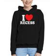 I Love Recess Red Heart Back To School Kids Recess Graphic Youth Hoodie