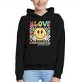 Peace Love Kindergarten Smile Face Back To School Girls Kids Graphic Youth Hoodie Peace Love Kindergarten Smile Face Back To School Girls Kids Graphic Youth Hoodie